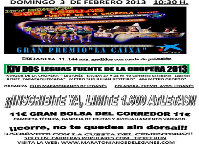 Dos Leguas Fuente de la Chopera, abierto periodo de inscripcion